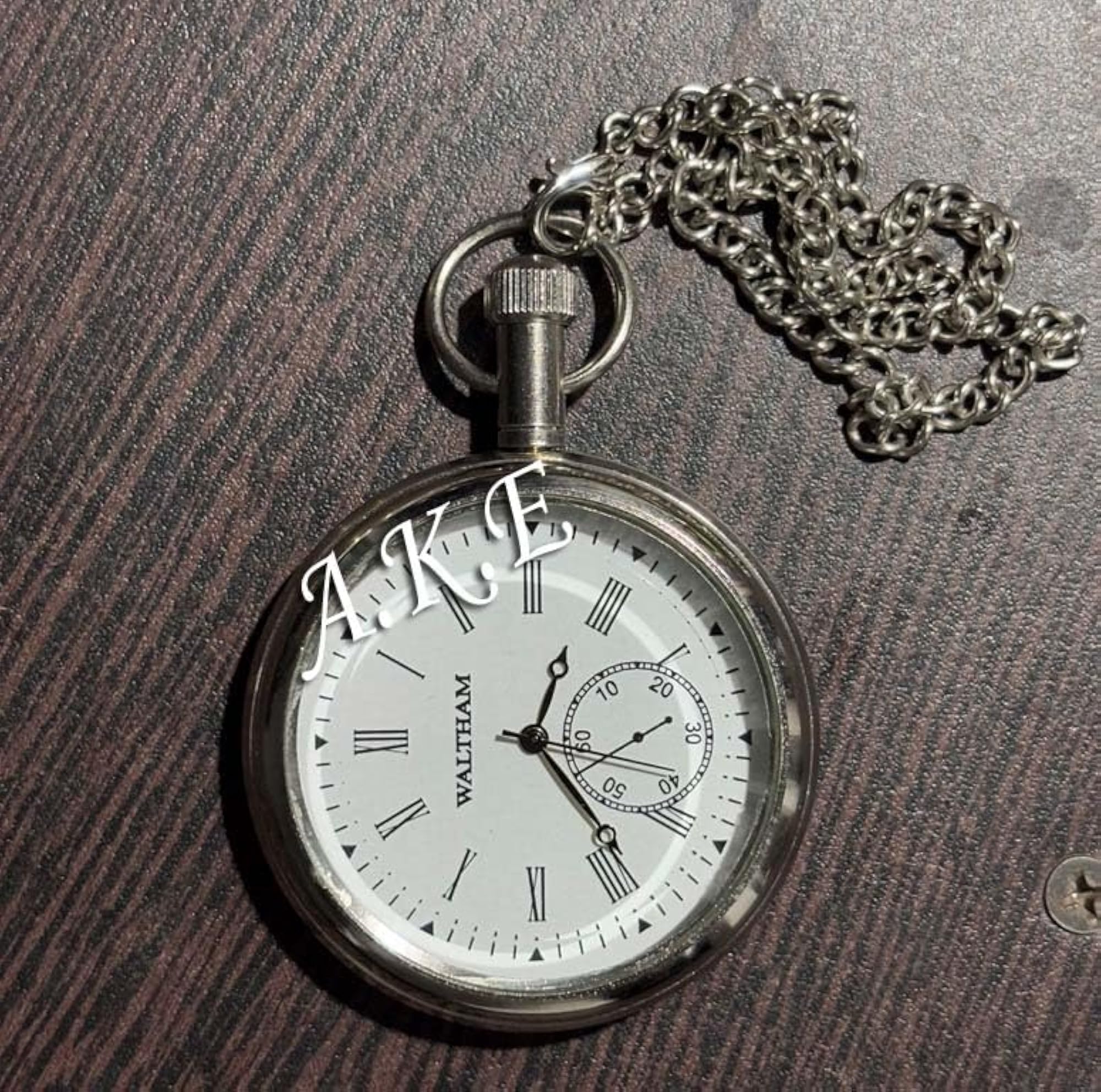 Nautical Antique Brass Pocket Watch with Chain